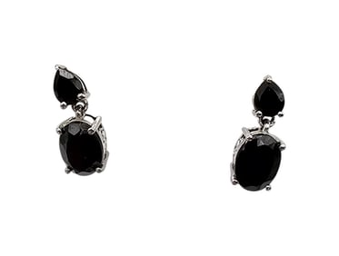 Onyx Sterling Silver Drop Dangle Earrings 2.2 G