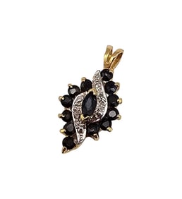 Sapphire Diamond Gold Over Sterling Silver Pendant 1.8 G