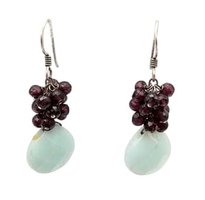Quartz Amethyst Sterling Silver Drop Dangle Earrings 7.7 G