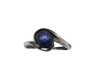 Blue Lindi Star Sapphire Sterling Silver Cocktail Ring Sz 6 2.2 G