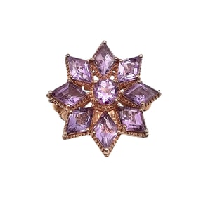 STS Amethyst Gold Over Sterling Silver Cocktail Ring Sz 6.75 10 G