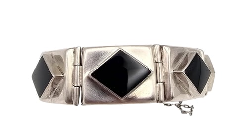 NF Onyx Sterling Silver Panel Bracelet 45.3 G
