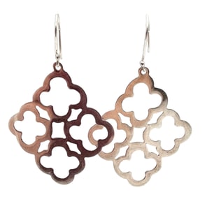 Sterling Silver Cut Out Drop Dangle Earrings 4 G