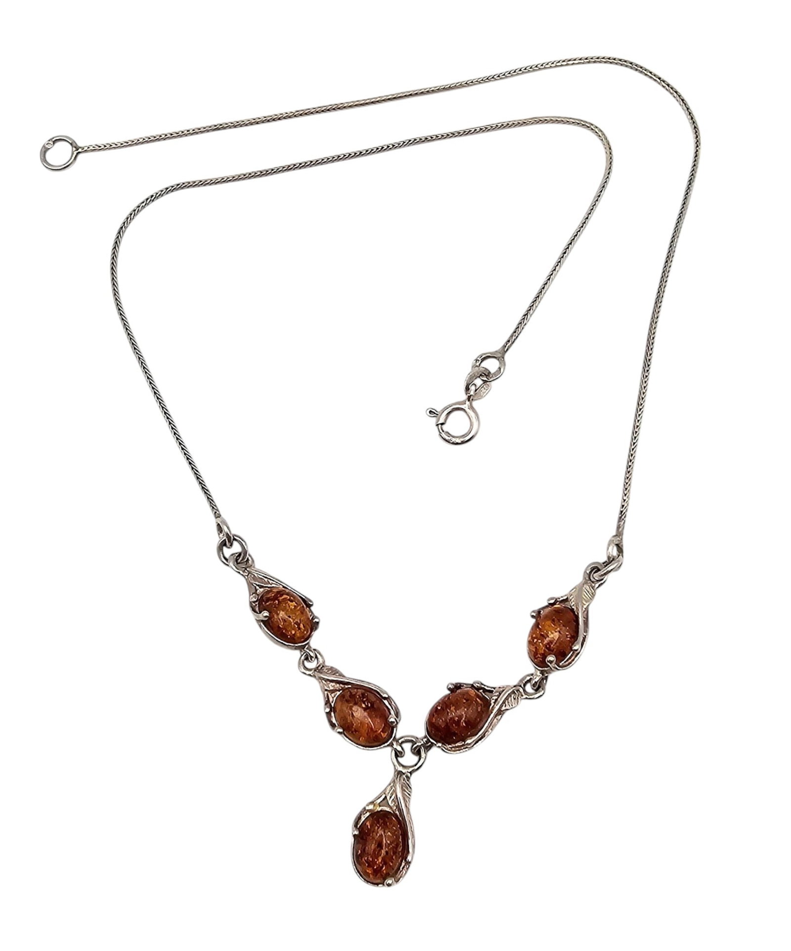 Signed Amber Sterling Silver Necklace 6.1 G (1 of 4)