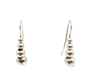 Sterling Silver Bead Drop Dangle Earrings 2.1 G