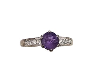 Signed Amethyst Sterling Silver Cocktail Ring Sz 5.75 2.2 G