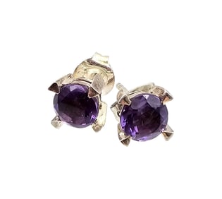 Amethyst Sterling Silver Earrings 1.8 G