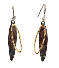Sterling Silver Two-Tone Drop Dangle Earrings 5.5 G