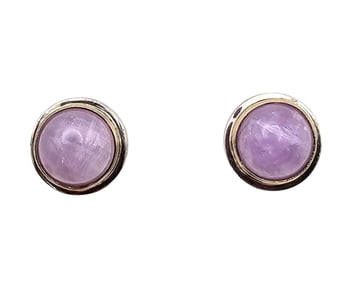 Purple Jade Sterling Silver Earrings 5.6 G