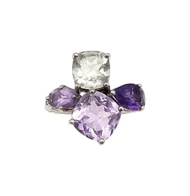STS Topaz Amethyst Sterling Silver Cocktail Ring Sz 6.75 4.3 G