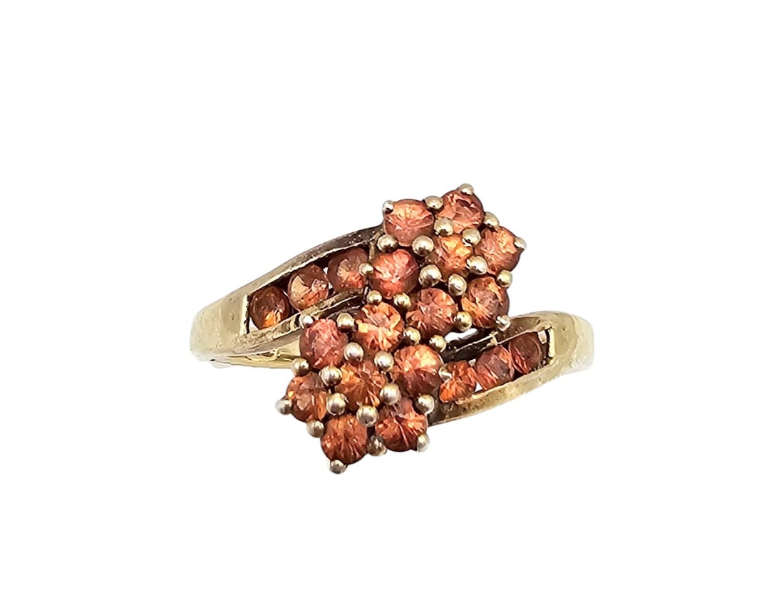 Signed Topaz Gold Over Sterling Silver Cocktail Ring Sz 6.75 3.2 G (1 of 4)