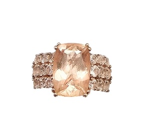 STS Citrine Gold Over Sterling Silver Cocktail Ring Sz 6.75 6.8 G