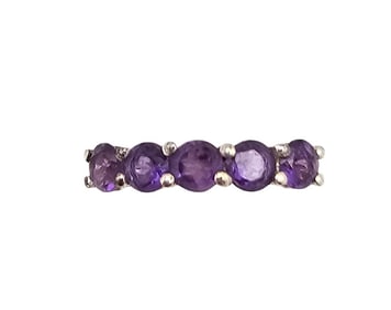 STS Amethyst Sterling Silver Cocktail Ring Sz 6.75 1.9 G