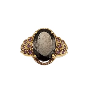 STS Hematite? Gold Over Sterling Silver Cocktail Ring Sz 6.75 6.2 G