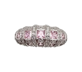 Signed Cubic Zirconia Sterling Silver Cocktail Ring Sz 6.5 10.2 G