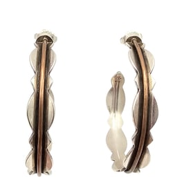 JM Sterling Silver Bronze Hoop Earrings 12.7 G