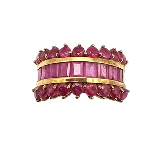 STS Ruby Gold Over Sterling Silver Cocktail Ring Sz 6.75 5.4 G