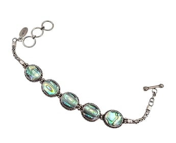 J Samuel B Abalone Sterling Silver Toggle Bracelet 14 G