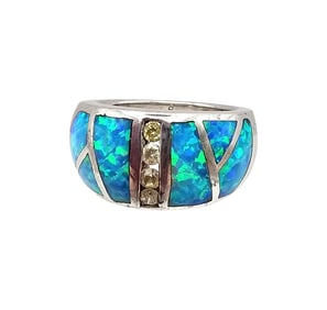 Opal Clear Stone Sterling Silver Ring Sz 7.5 13.5 G