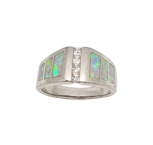 Clear Stone Opal Sterling Silver Ring Sz 8.25 5.8 G