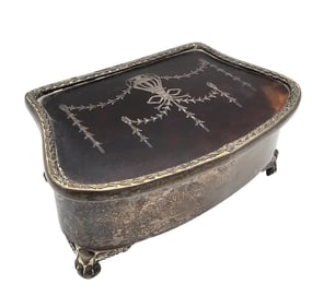 Antique Goldsmiths Co Ltd Tortoise Shell London England 1 1906 Sterling Silver Jewelry Box 290.6 G