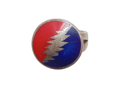 Sterling Blue And Red Lightning Bolt Grateful Dead Ring Sz 7 11.3g