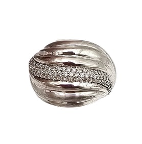 David Yurman Diamond Sterling Silver Cocktail Ring Sz 6.5 17.9 G