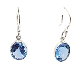 Charles Albert Topaz Sterling Silver Drop Dangle Earrings 3.3 G