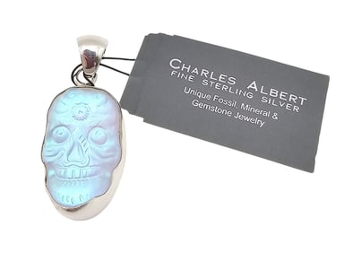 Charles Albert NWT Luminite Sterling Silver Sugar Skull Pendant 14.3 G