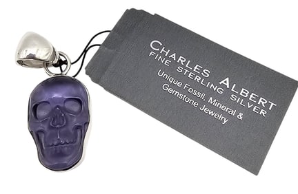 Charles Albert NWT Amethyst Sterling Silver Skull Pendant 6 G