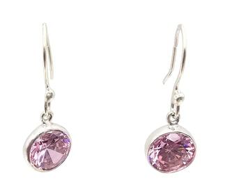Charles Albert NWT Pink Cubic Zirconia Sterling Silver Drop Dangle Earrings 4.4 G