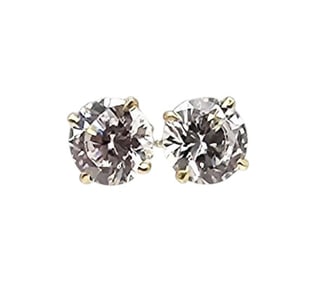 Clear Stone 14K Gold Earrings 1.4 G