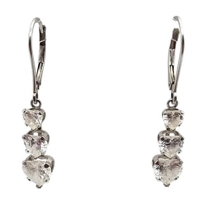 DQ JCM Cubic Zirconia 14K White Gold Drop Dangle Earrings 2.1