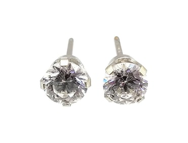 Clear Stone 14K White Gold Stud Earrings 0.5 G