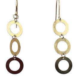14K Gold Circle Drop Dangle Earrings 1.4 G