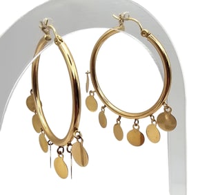 HAMA 14K Gold Hoop And Dot Gypsy Style Earrings 3 G