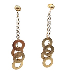 JJJ 14K Gold Circle Drop Dangle Earrings 2.5 G