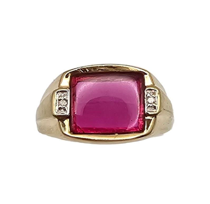 Ruby Diamond 10K Gold Cocktail Ring Sz 9.25 4.9 G Approximately 5 TCW (1 of 5)