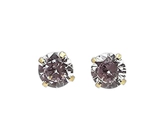 P Clear Stone 14K Gold Earrings 0.7 G