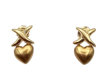 14K Gold XO Heart Earrings 2.2 G