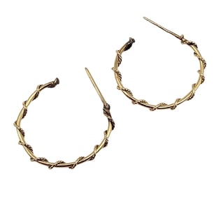 14K Gold Twist Hoop Earrings 1 G