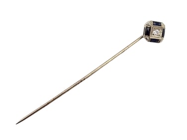 Vintage Topaz Diamond 10K Gold Lapel Pin 1.7 G