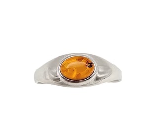 New Amber Sterling Silver Ring Sz 8.25 2.2 G