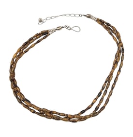 Jay King Mine Finds Tigers Eye Sterling Silver 3 Strand Necklace 33.9 G