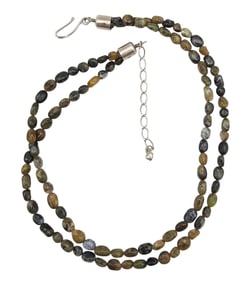 Jay King Mine Finds Variety Agate Sterling Silver 2 Strand Necklace 41.2 G