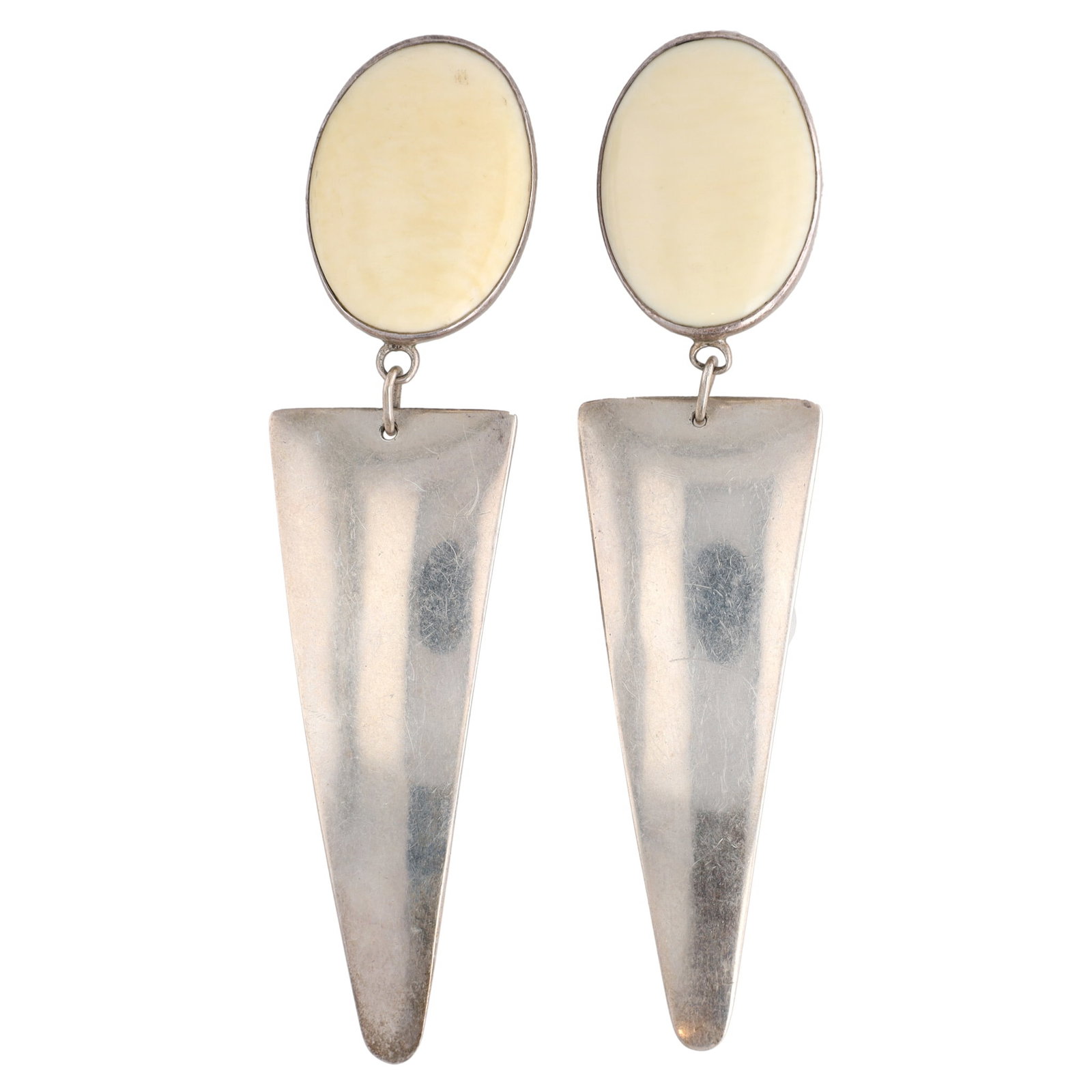 Sam Lovato Santo Domingo Pueblo Sterling Bone Large Dangle Earrings: Sam Lovato Santo Domingo/Kewa Pueblo Sterling Bone Large Dangle Earrings, 18.6g