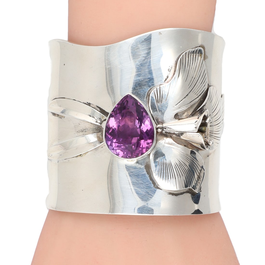 Carol Felley Sterling Amethyst Calla Lilly Cuff Bracelet (1 of 9)