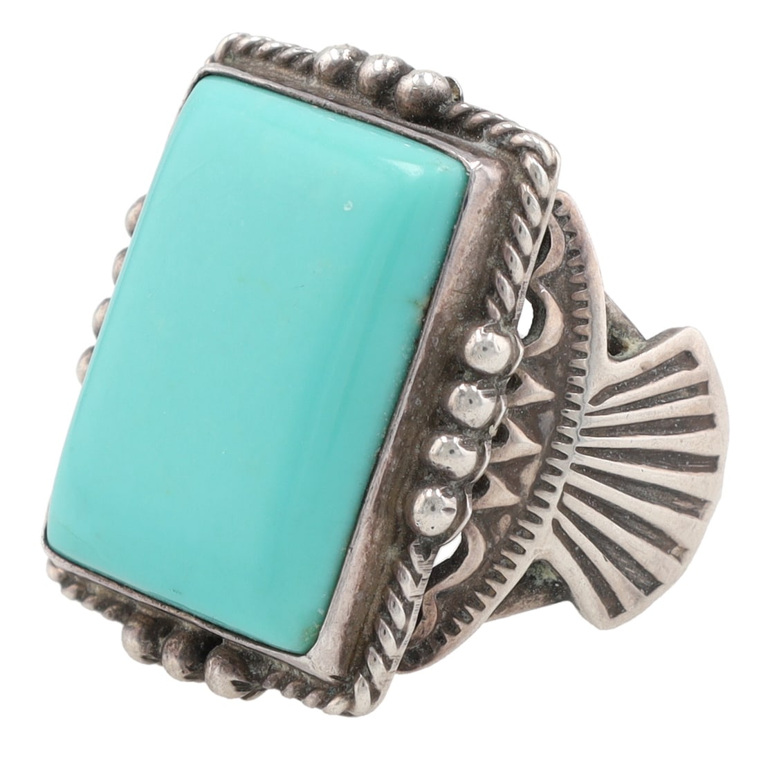 Michael and Rosita Calladito Navajo Sterling Campitos Turquoise Ring Sz 8 (1 of 6)