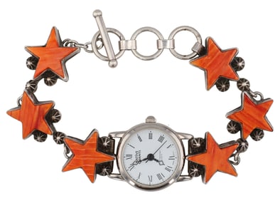 Native Chants Sterling Spiny Oyster Star Watch Toggle Bracelet
