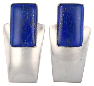 Sam Lovato Santo Domingo Pueblo Sterling Lapis Lazuli Earrings